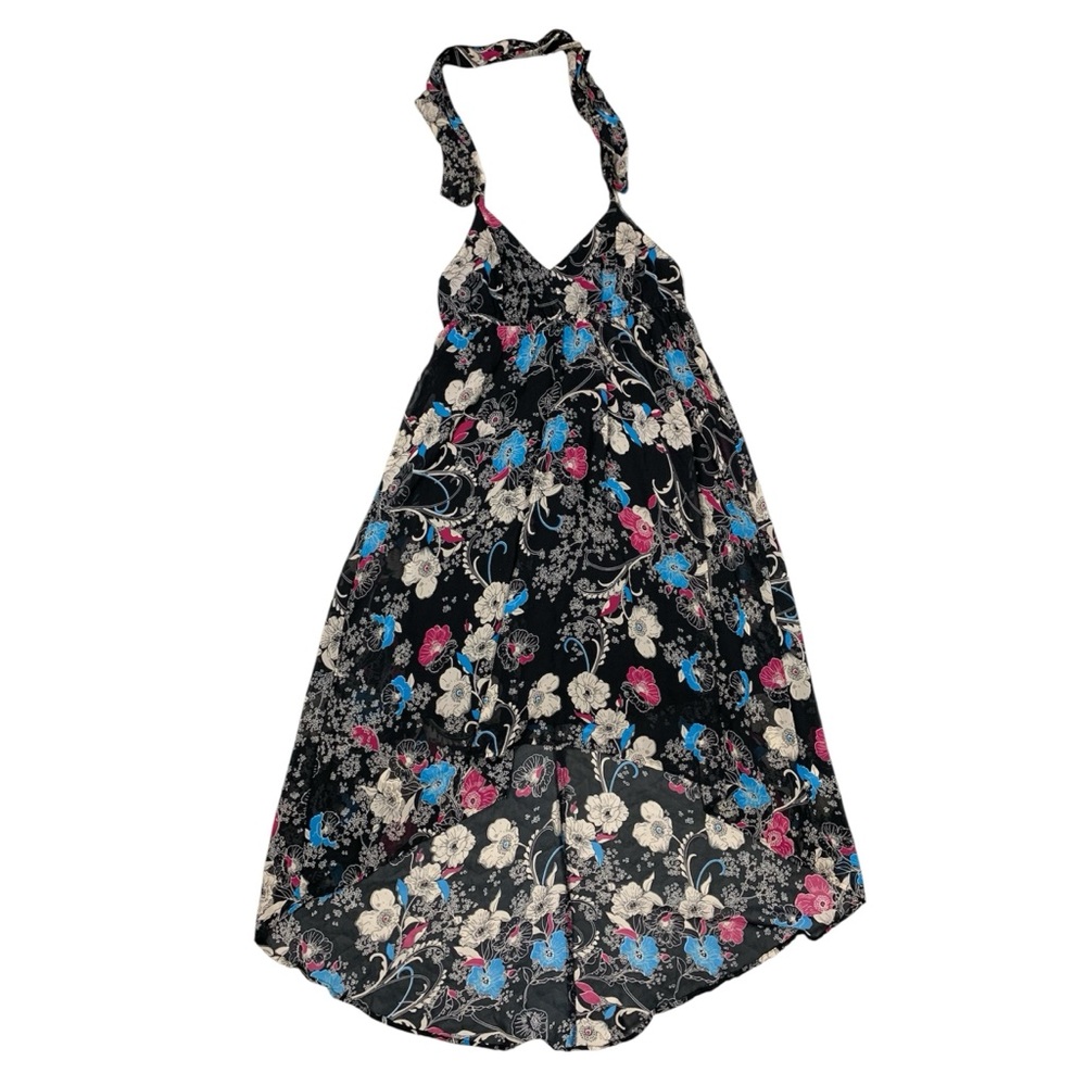 Halter Top Dress High Low Flowy Black Blue Pink Cream Floral Juniors Size Small